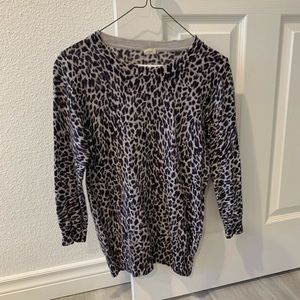 JCrew Tippi sweater in grey animal print